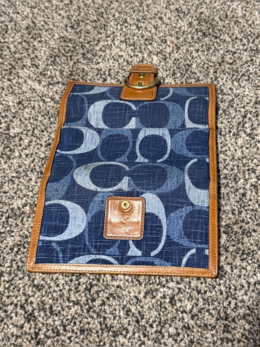 Vintage Coach Y2K Blue Signature C Buckle Wallet Leather Trim - Picture 4 of 7